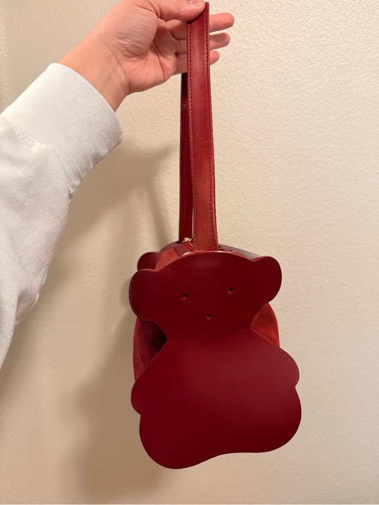 Tous Handbags - Tous Red Bear-Shaped Mini Suede Shoulder Bag